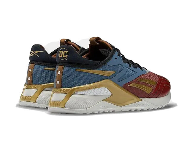 Men Reebok DC Comics Wonder Woman Nano X2 Training Shoes Red Blue Gold HQ4585