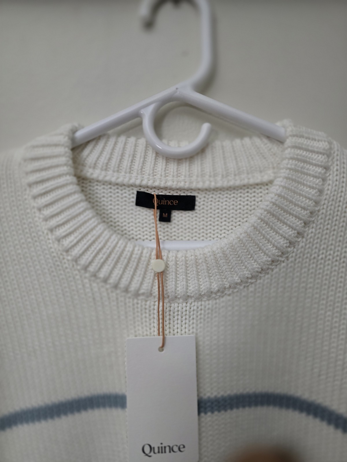 Quince Cotton Knit Striped Crew Neck Pullover Sweater Long Sleeve M