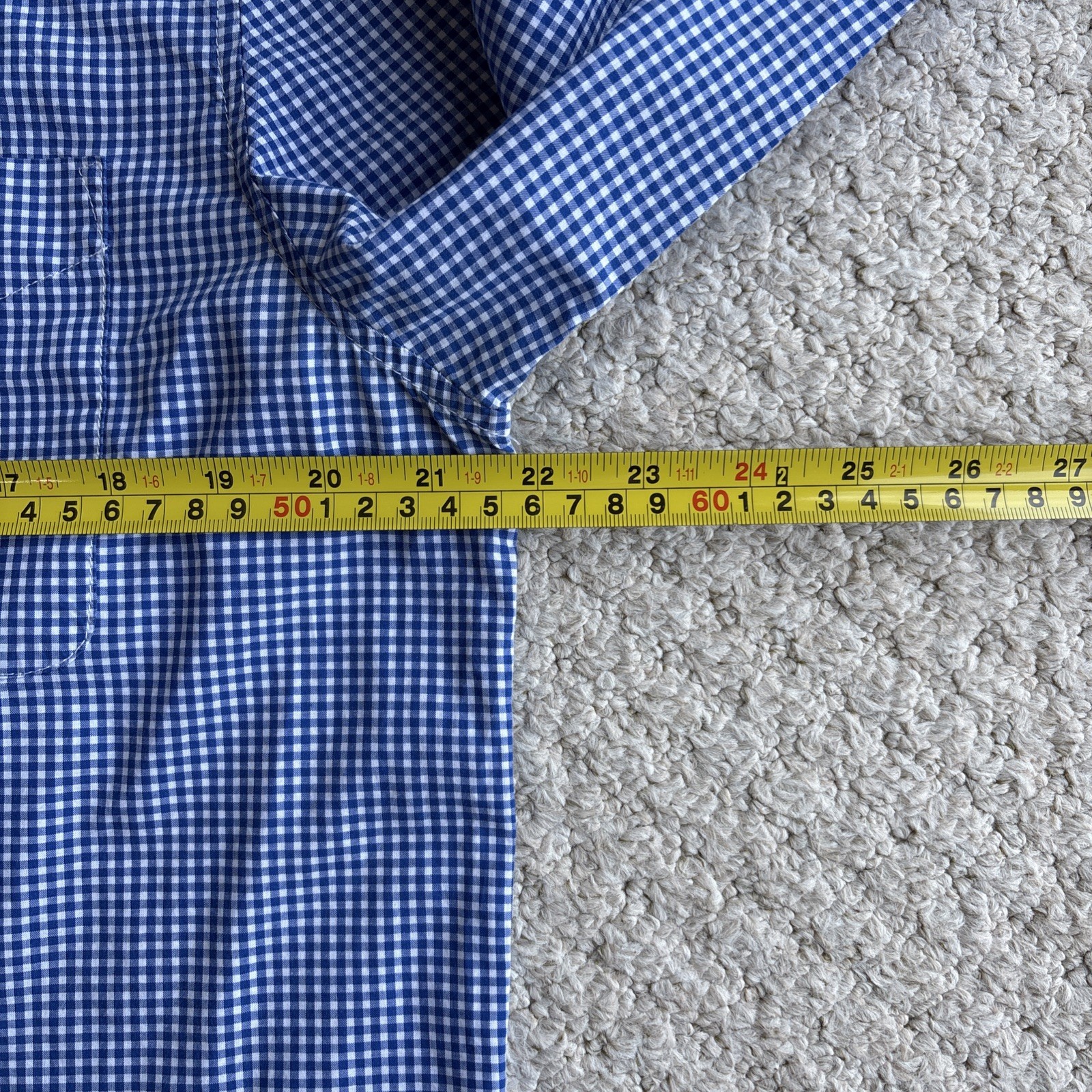 Fred Perry Gingham Check Shirt Men’s Large L Blue White Cotton Button Down