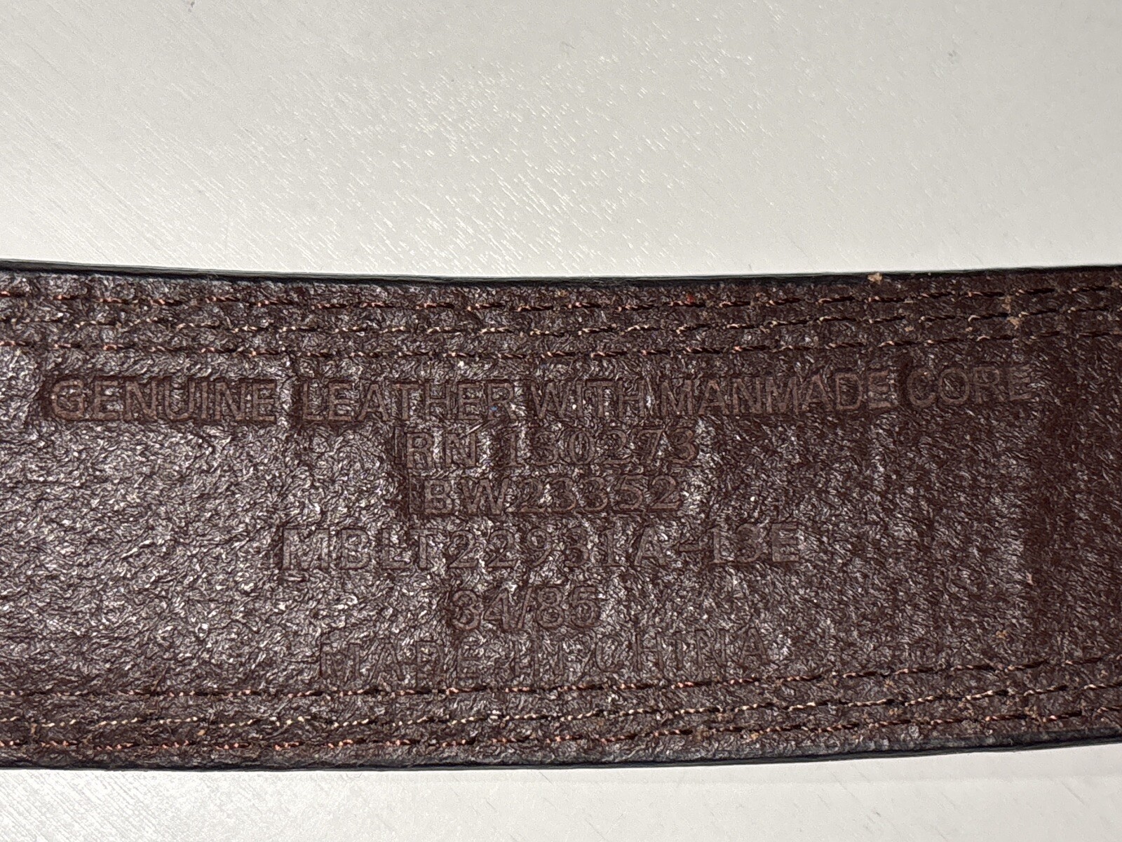 Wrangler Genuine Leather Belt Men’s M 34 Brown 3 Rows Contrast Stitching BW23352