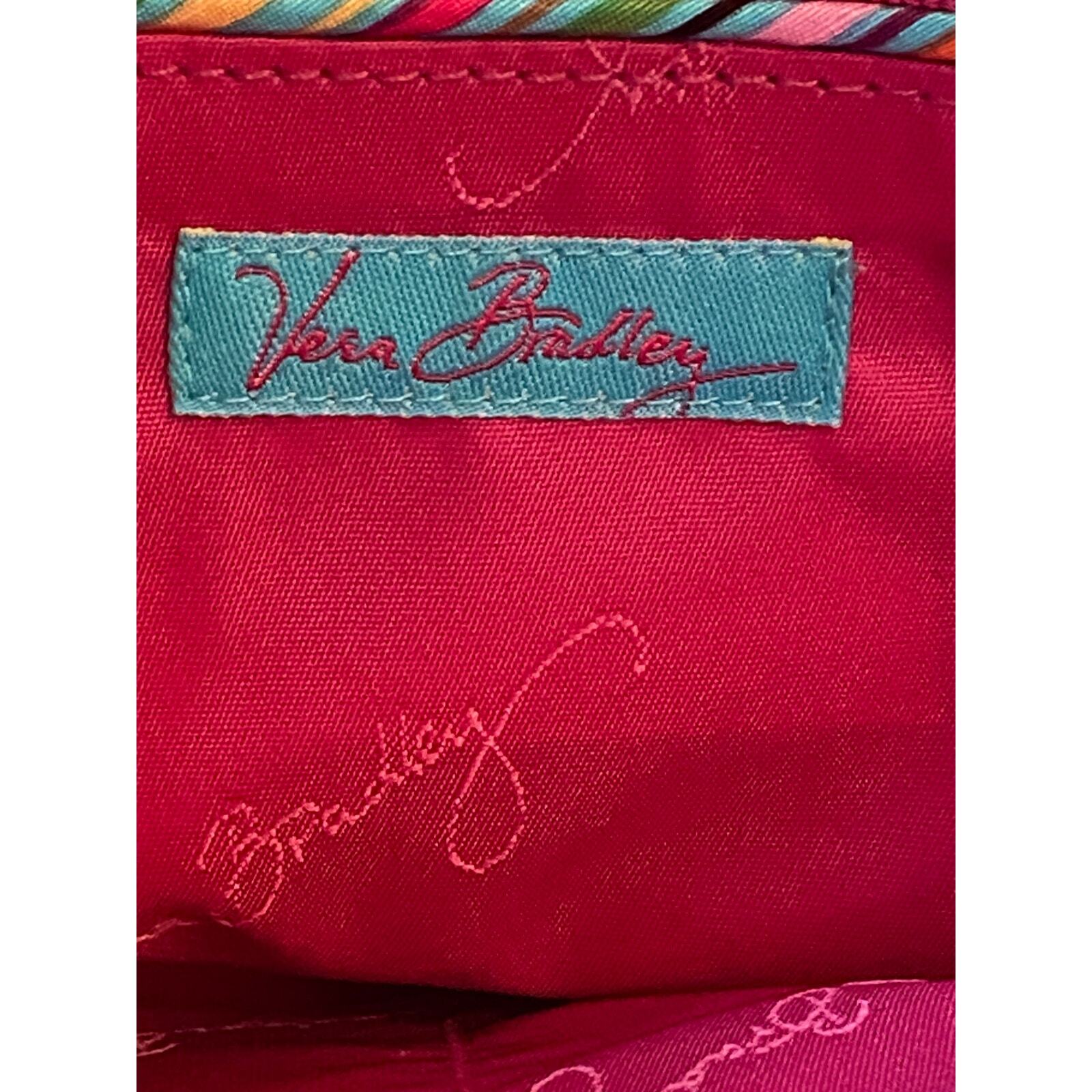 Vera Bradley Handbag Bright Floral Pattern on Turquoise background.12 x 8 1/2 in