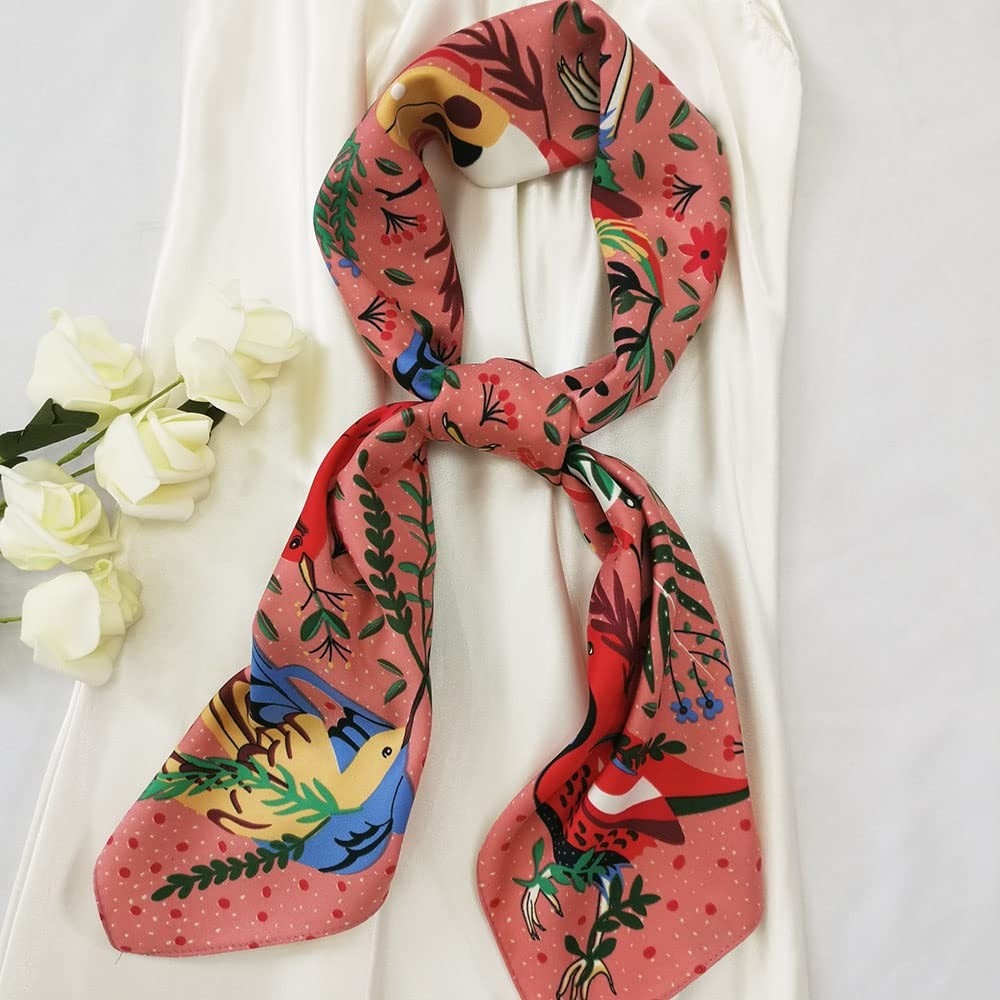 Silk Like Head Scarf for Women Satin Large Hair Scarves 35″ Square Silk Hai…