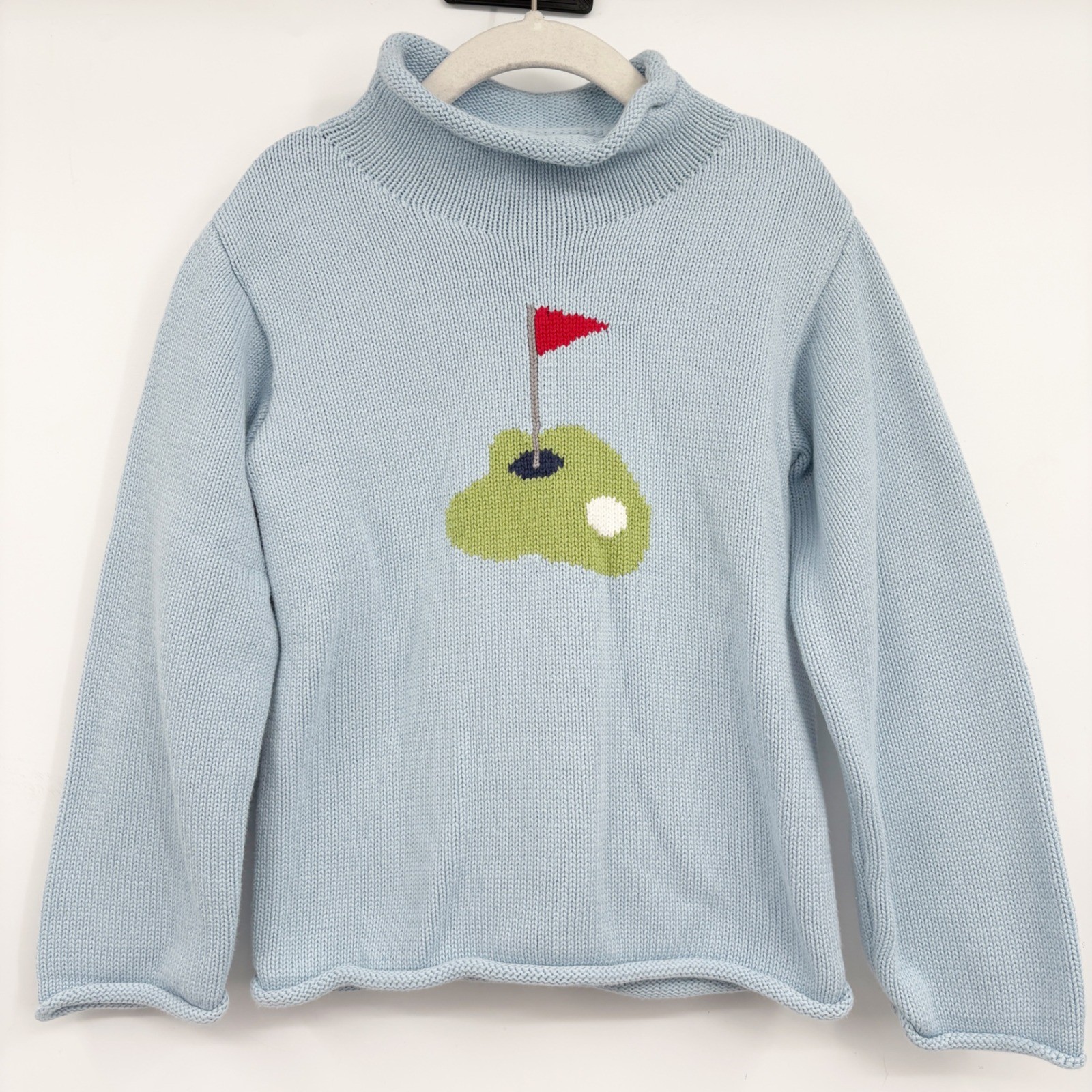 Mud Pie Kids Blue Golf Rollneck Preppy Shaker Knit Novelty Sweater Size 4T-5T