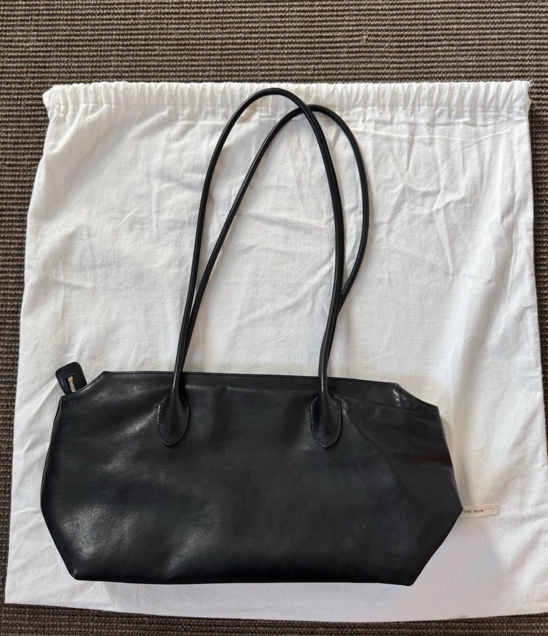 The Row Bag Terrasse Bag in Grain Black Leather Gold Zipper Pre-Owned MSRP $3500