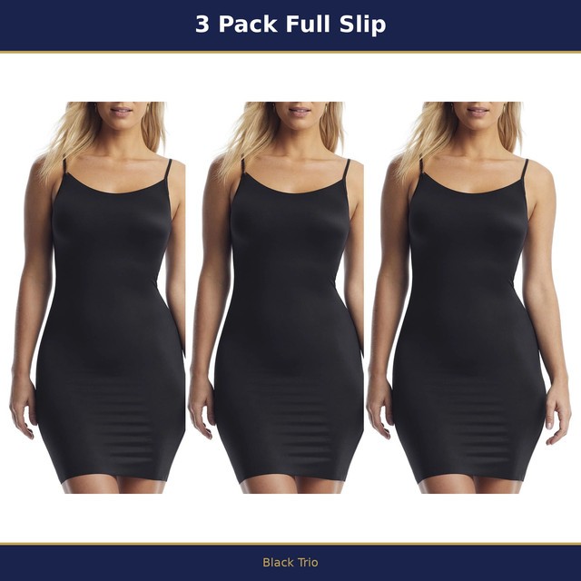 3 Pack Vanity Fair Full Slip 10250E Nylon Seamless white black beige Sz~ S to 2X