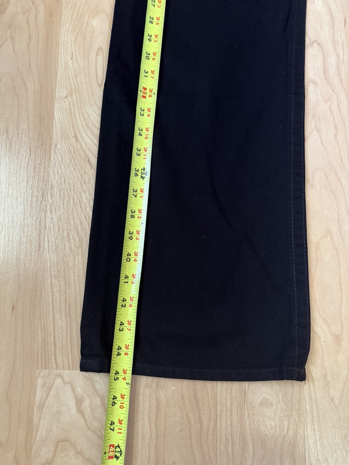 TRUE RELIGION RICKY Mens Flap Pockets Straight Black Denim Jeans Pants 38 x 33