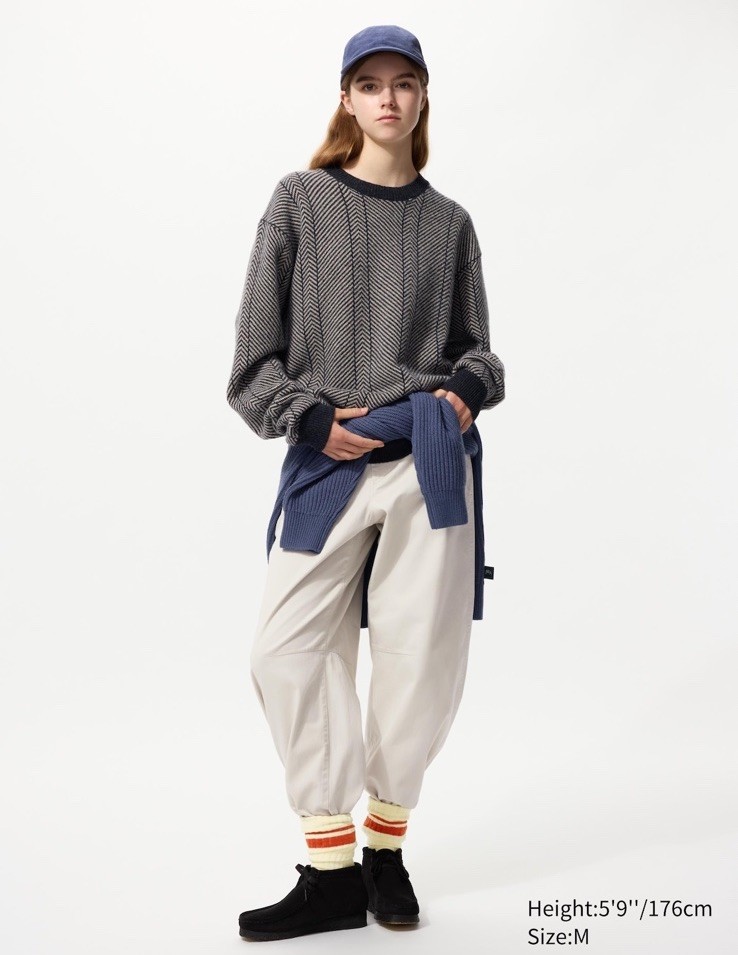 Uniqlo x JW Anderson Lambswool Herringbone Crewneck Sweater Dark Gray Size L