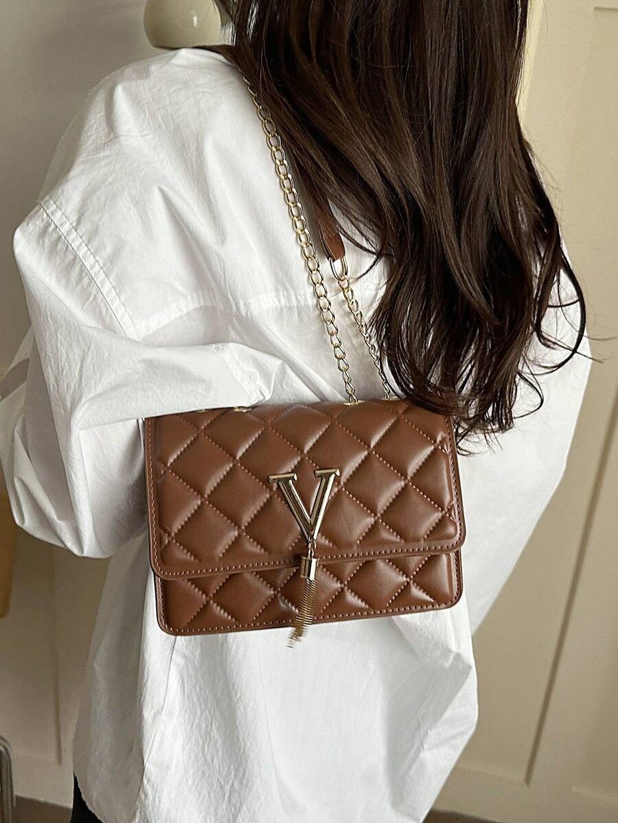 Mini Chevron Flap Square Bag Women Chain Crossbody Adjustable Shoulder Purse
