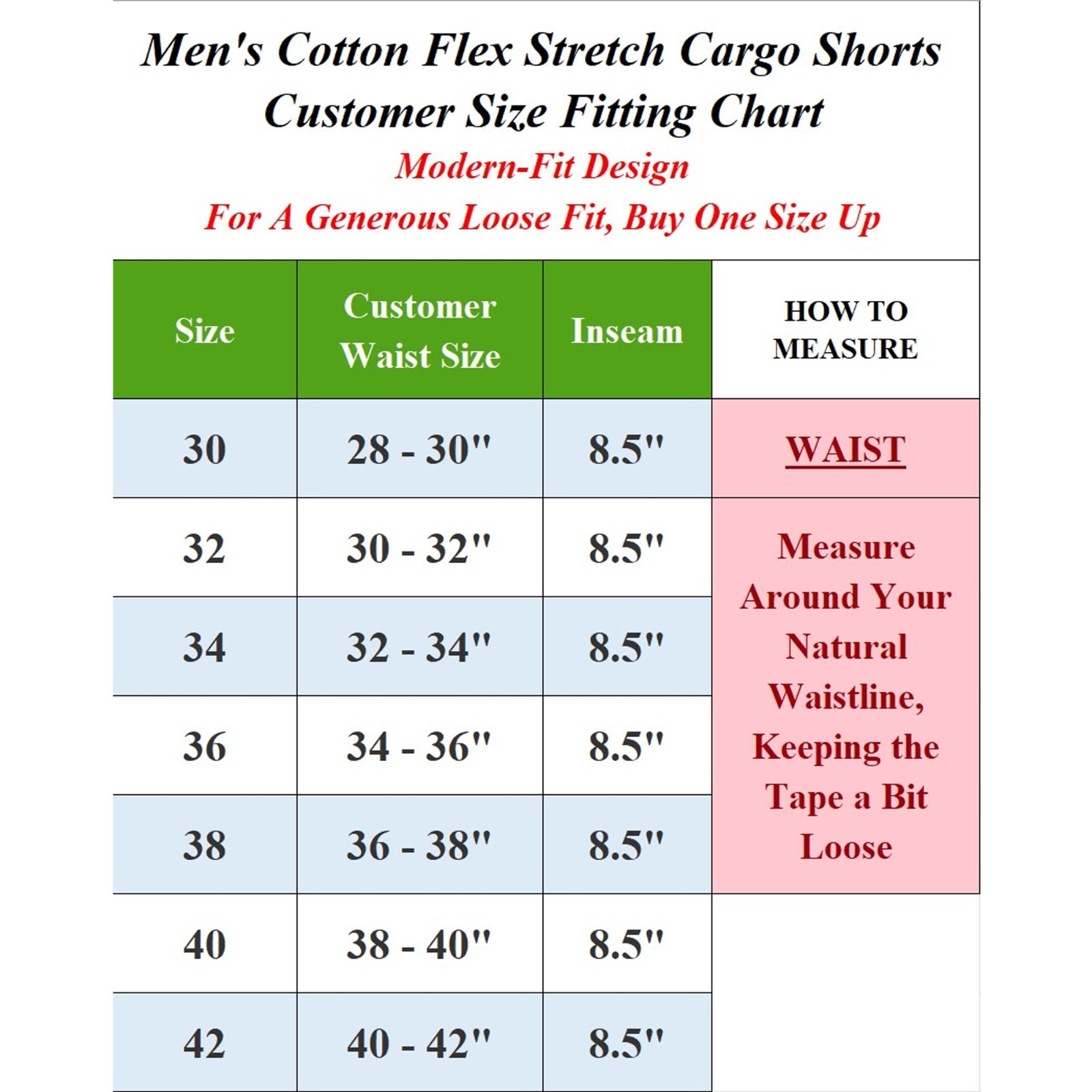 Men’s Stretch Cargo Utility Shorts with Button Closure and Zip Pockets (30-42)
