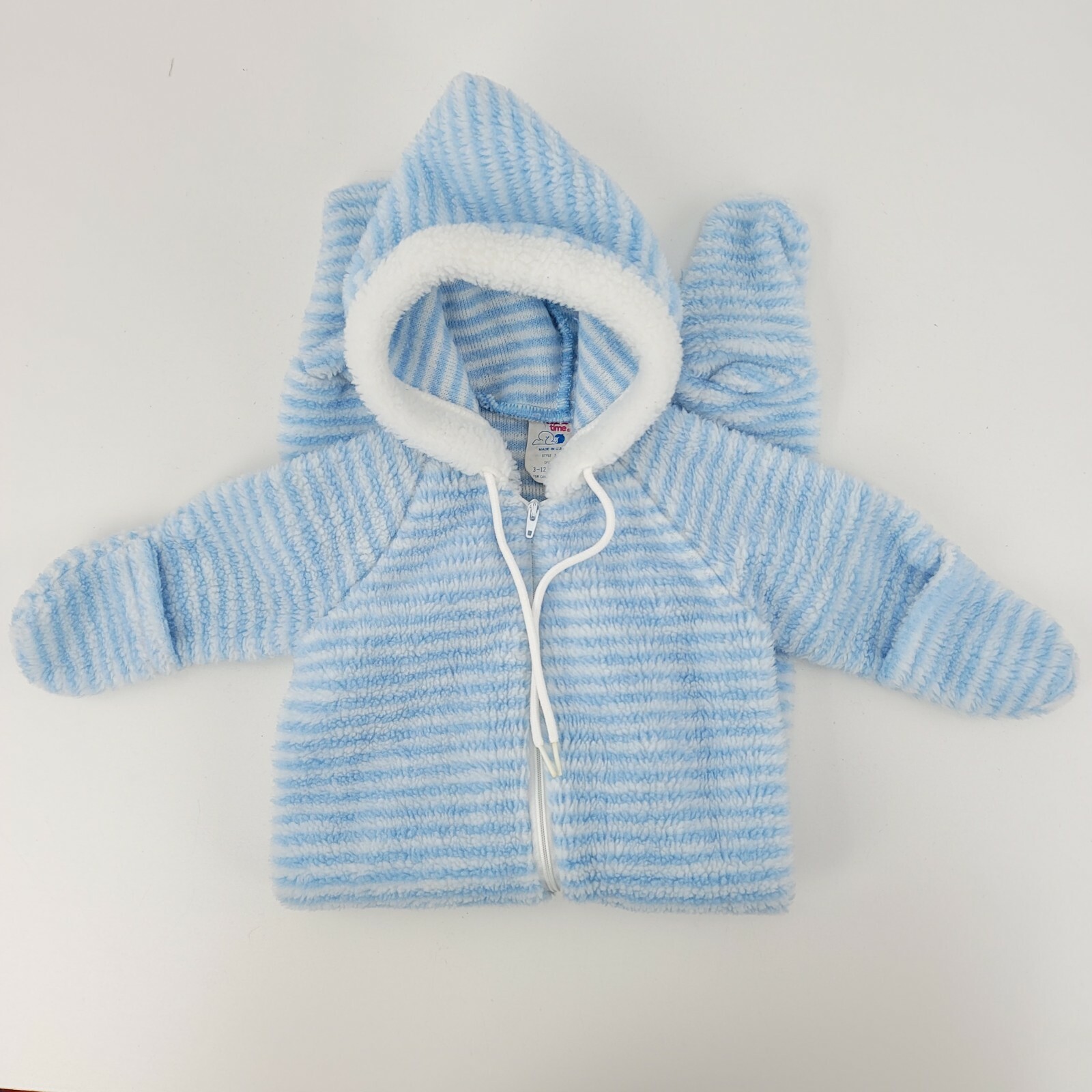 Vintage 80s Cuddle Time USA Made Fleece Zip Up Warm Bodysuit 3-12M Acrylic Blend