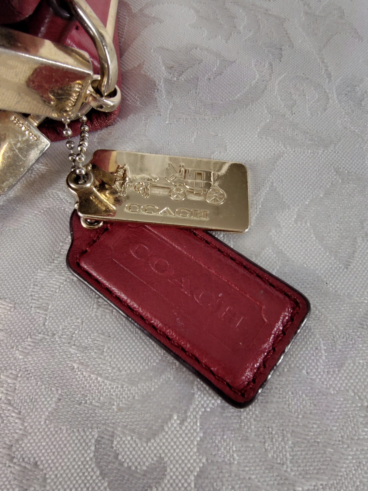 Coach H1369 26224 Madison Phoebe Pebbled Red Leather Shoulder Tote Bag ST48