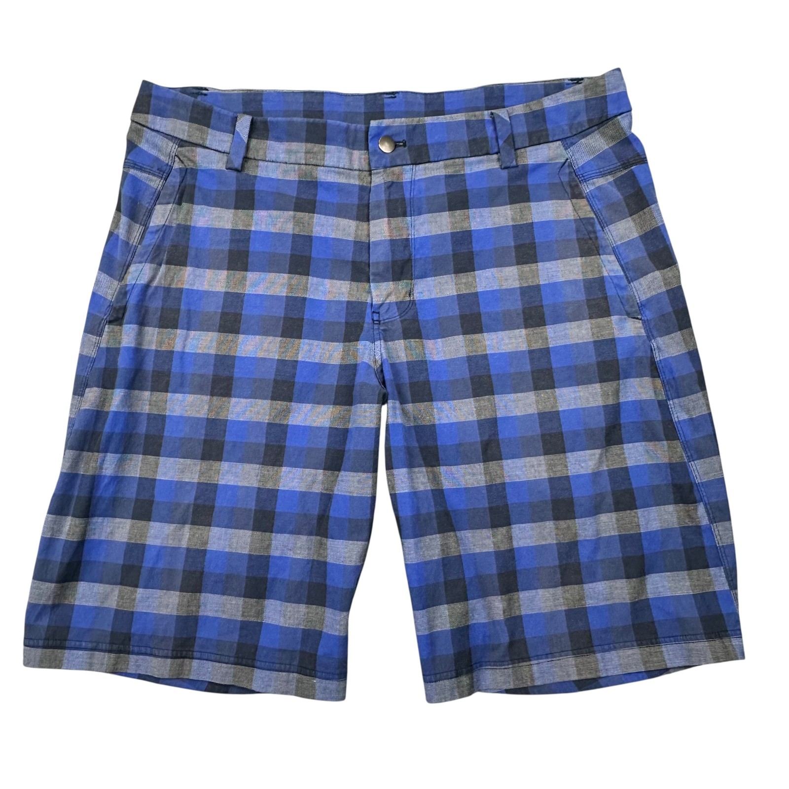 Lululemon Shorts Mens 38 Blue Black Plaid Commission 9 Inch Golf Chino Casual