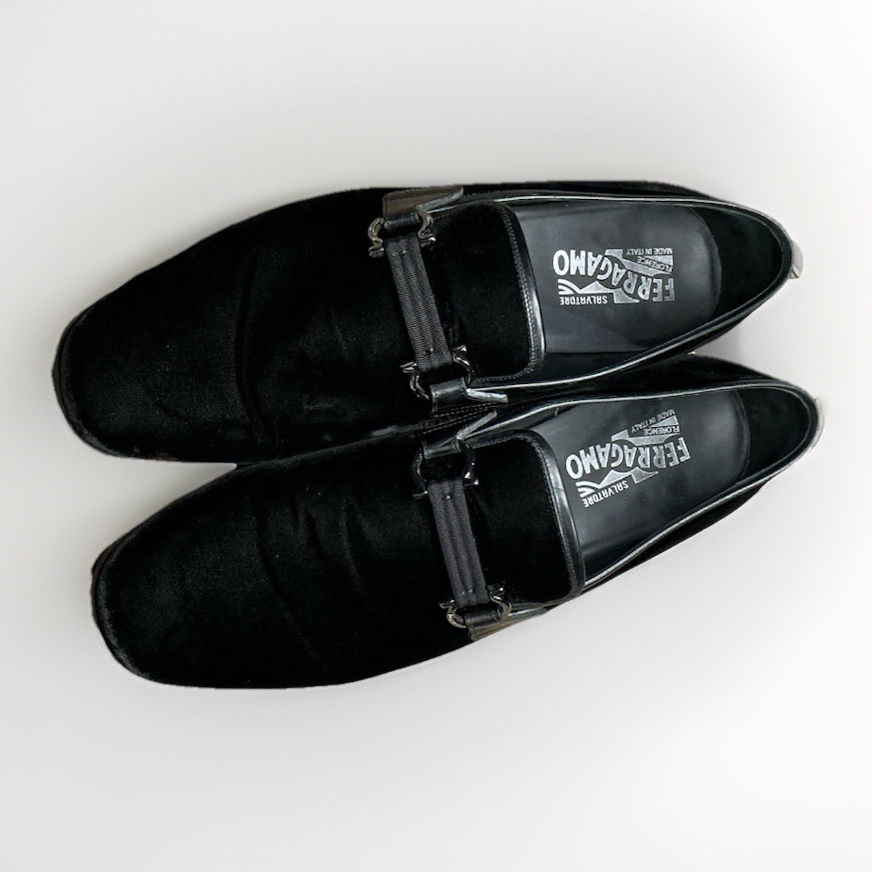 Salvatore Ferragamo Florence Beaded Velvet Slip-On Men’s Dress Loafers Black 11D