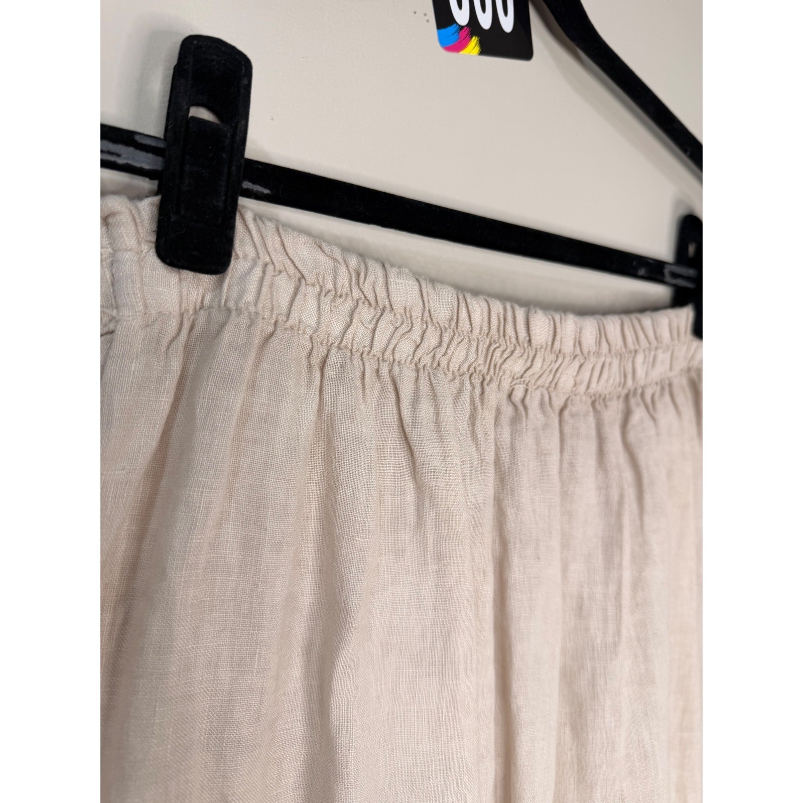 #5 VALENTINA NALDI Sz. Small Beige 100% Linen Made in Italy skirt w: 27″ – 29″