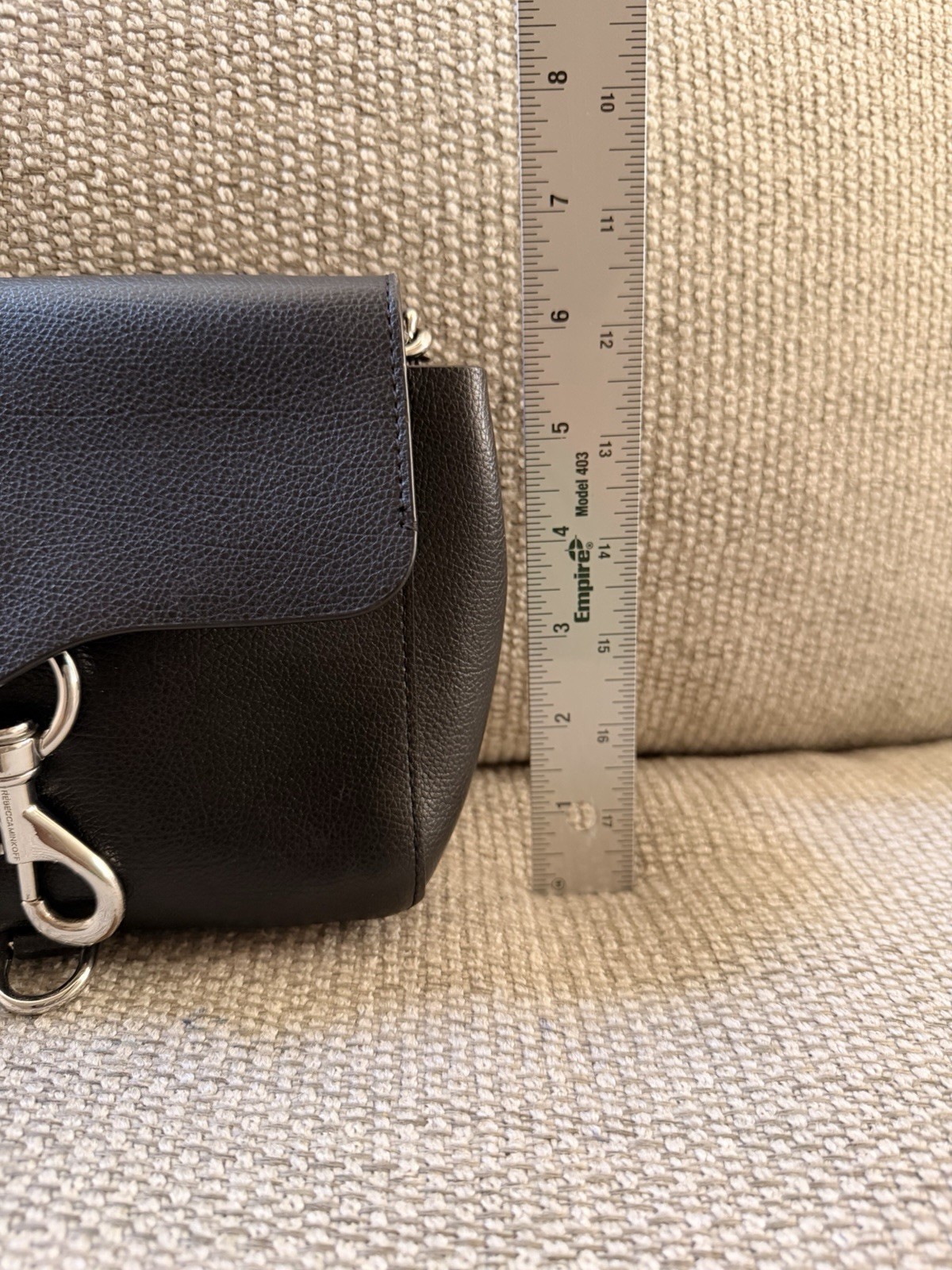 Rebecca Minkoff Mini MAC Black Pebbled Leather Crossbody Bag Silver Hardware