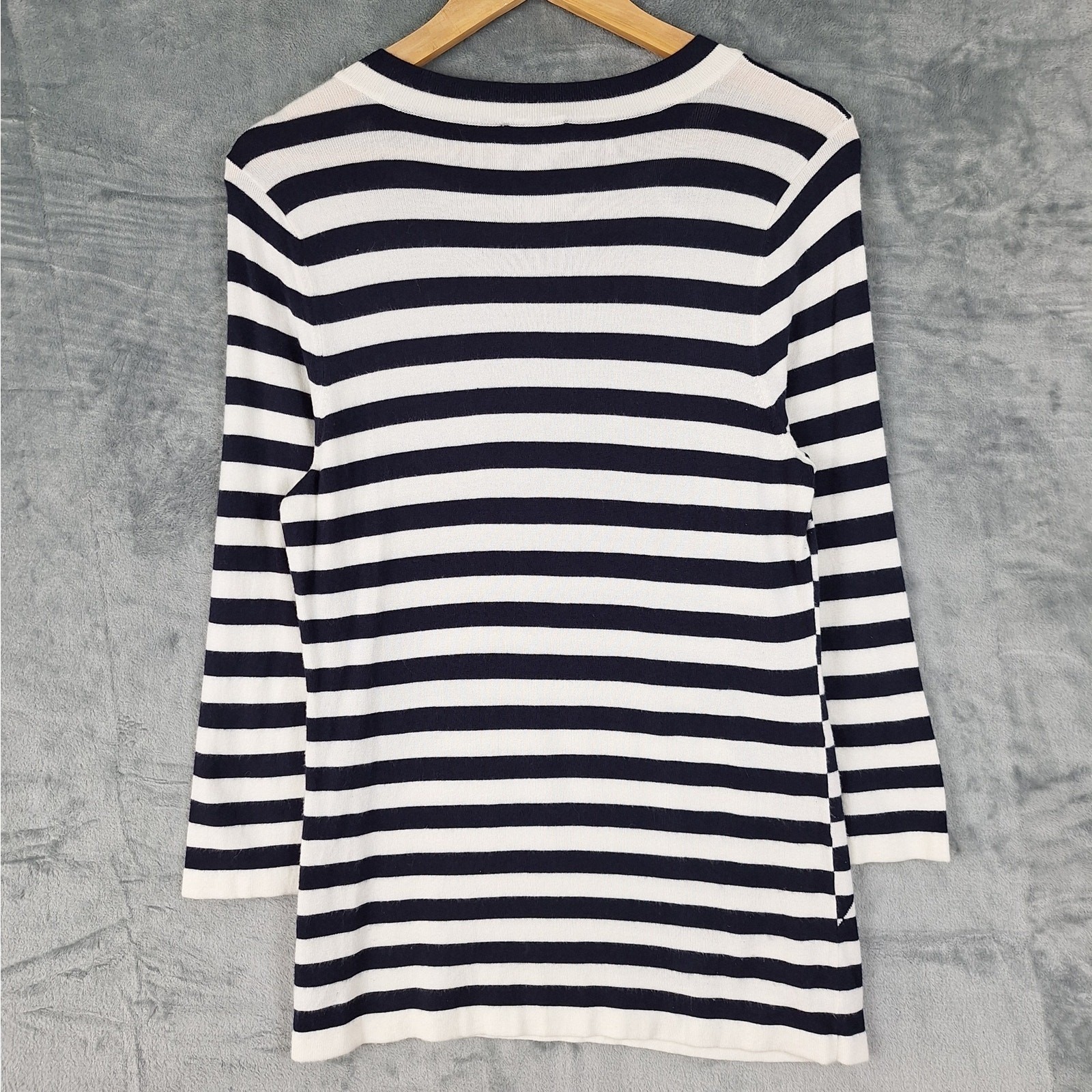 Womens Top Medium Nautical Sailor Chic Preppy Academic Striped Old Money Coastal