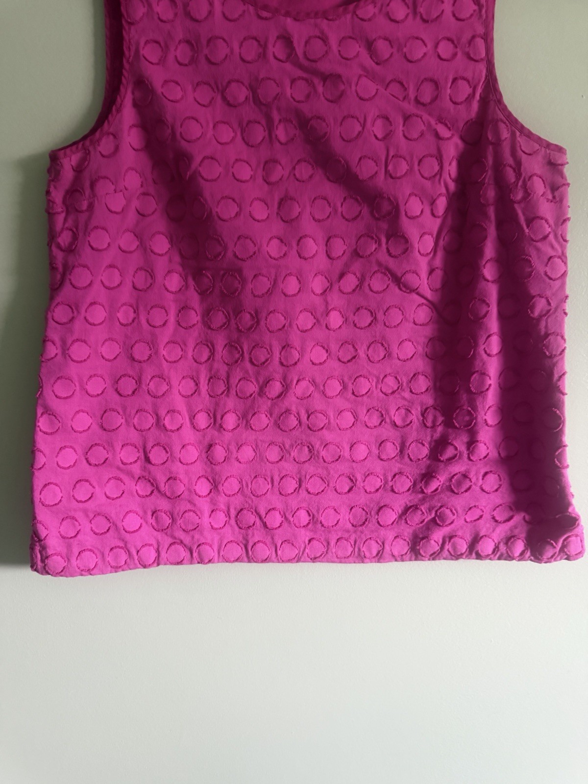 Talbots Pink Sleeveless Textured Circle Pattern Cotton Blouse Size 14