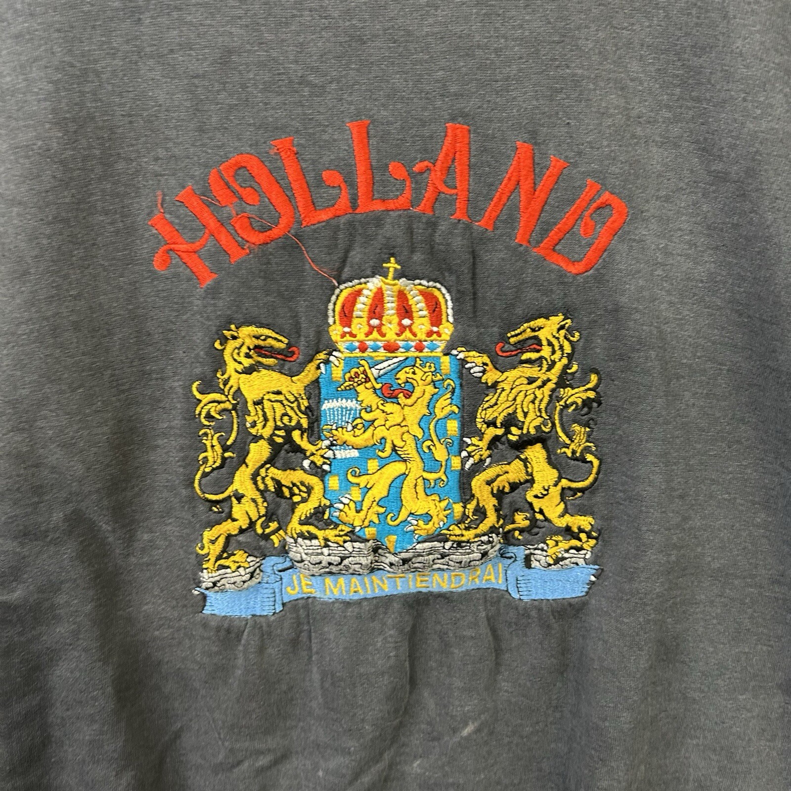 Vintage Holland Sweatshirt Adult Large Embroidered Black