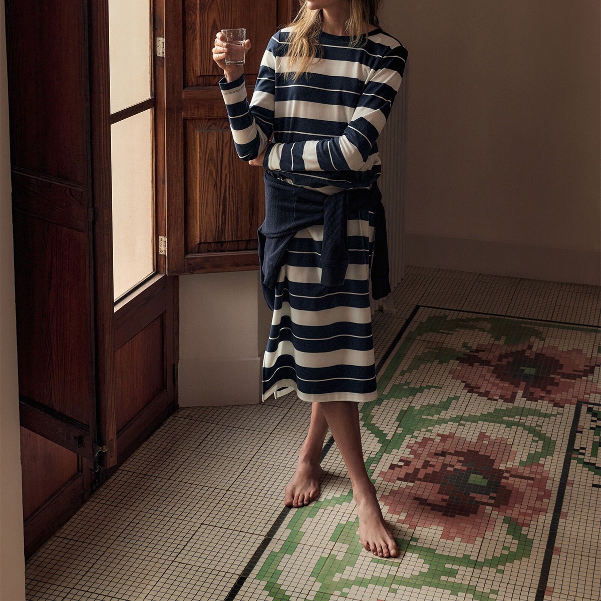NWT Haven Well Within 2026 Organic Cotton Interlock Stripe Midi Dress, XXS-XXL
