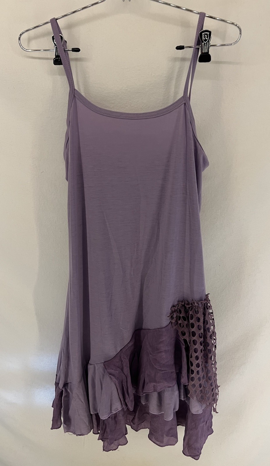 Pretty Angel Tunic 2 Piece Dress Ruffle Hem Boho Fairycore Lagenlook Size S