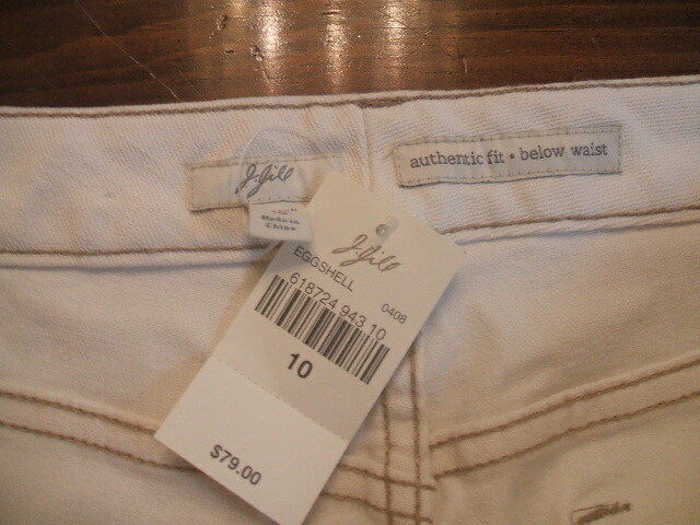J Jill Eggshell Authentic Fit Sits Below Waist Pants Jeans Sz 10 NWT $79 Wide