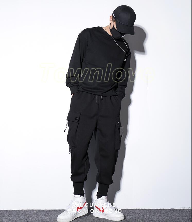 Mens Punk Harem Pants Hip Hop Pockets Cargo Trousers Casual Baggy Streetwear Hot