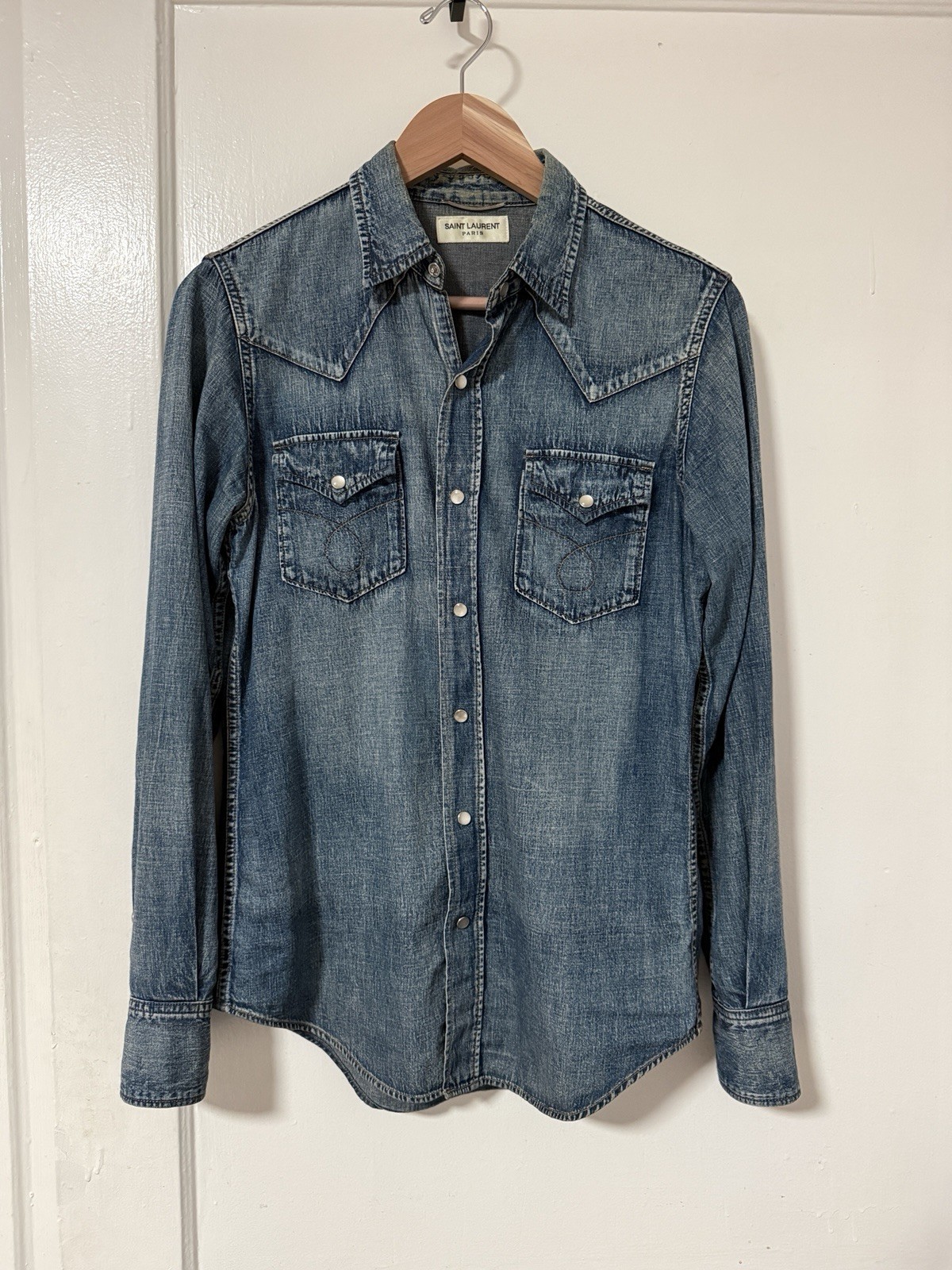 Saint Laurent Paris Hedi Slimane AW15 Western Denim Shirt Men’s