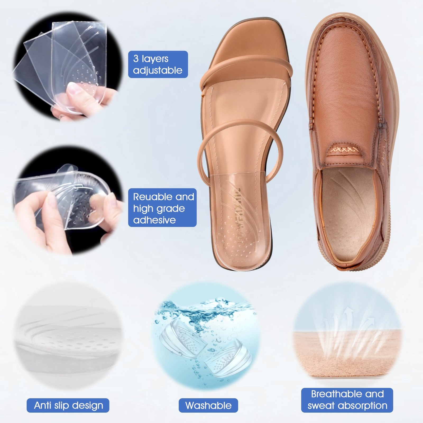Adjustable Heel Wedge Inserts 3 Layers for Supination & Pronation Correction,…