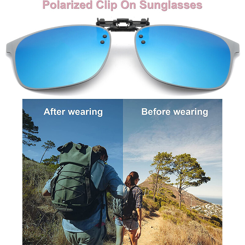 Polarized Clip on Sunglasses Over Prescription Glasses Lightweight Rimless Clips