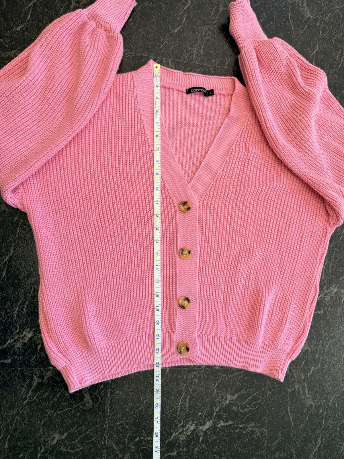 Boohoo Knit Pink Button Down Front Cardigan Women Large