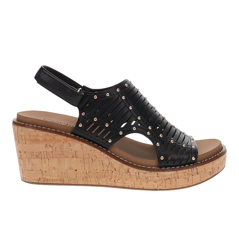 Corkys Can We Go Wedge Slingback Womens Black Casual Sandals 41-0660-BLCK