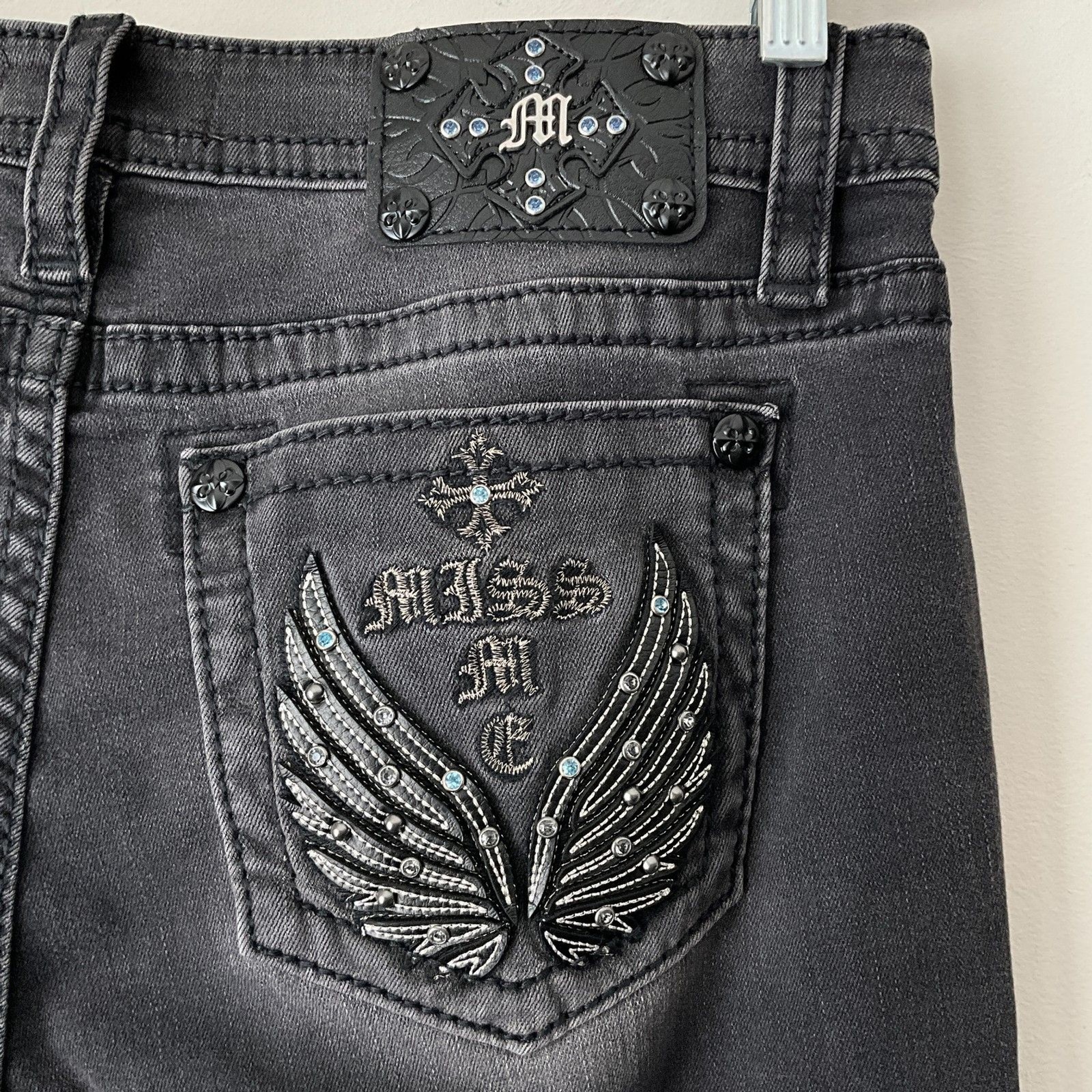 Miss Me Black Slim Mid-Rise Slim Wide In Grey 30