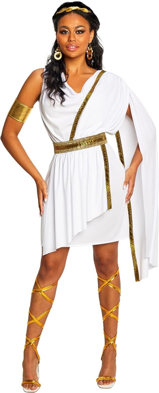 Women`s White Toga Costume S – XL Greek Goddess Roman Empress Robe Halloween