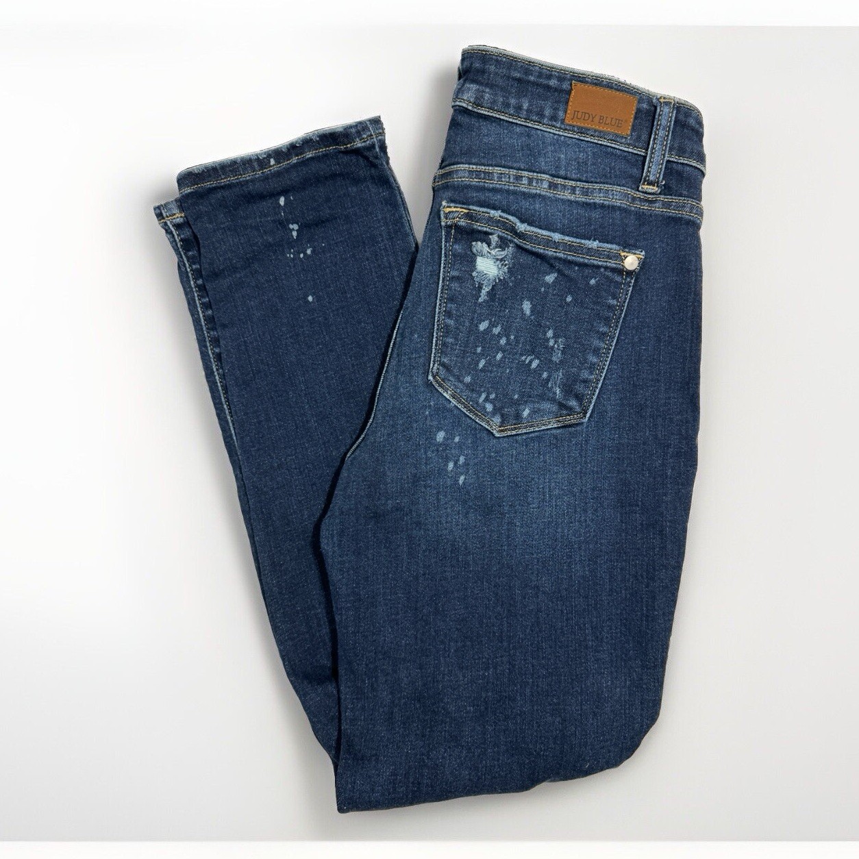 Judy Blue Boyfriend Fit Distressed Stretchy Jean Style JB82198DK Size 27/5 EUC