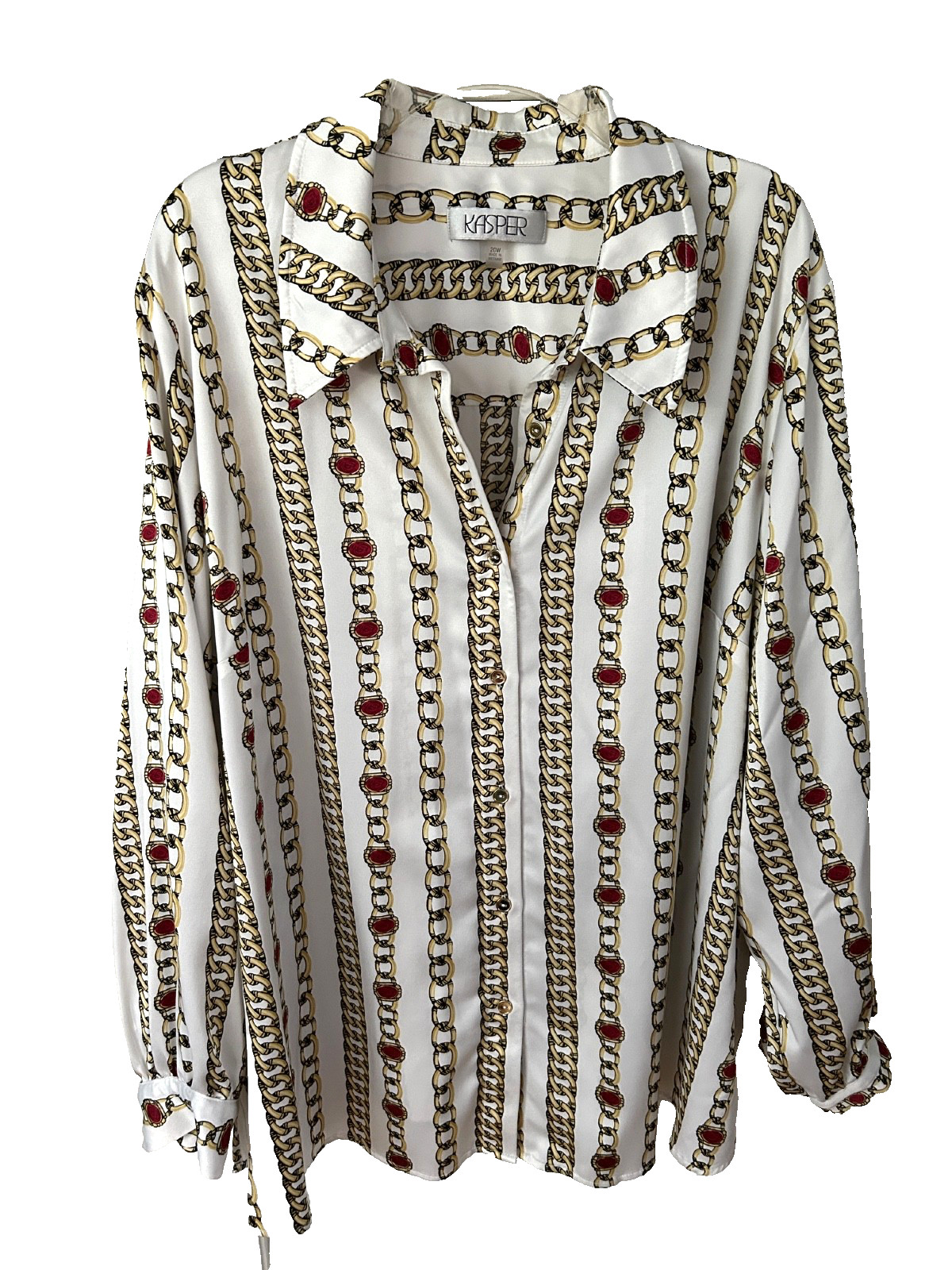 Kasper Women’s Size 20W Chain Print Easy Care Career Professional Blouse