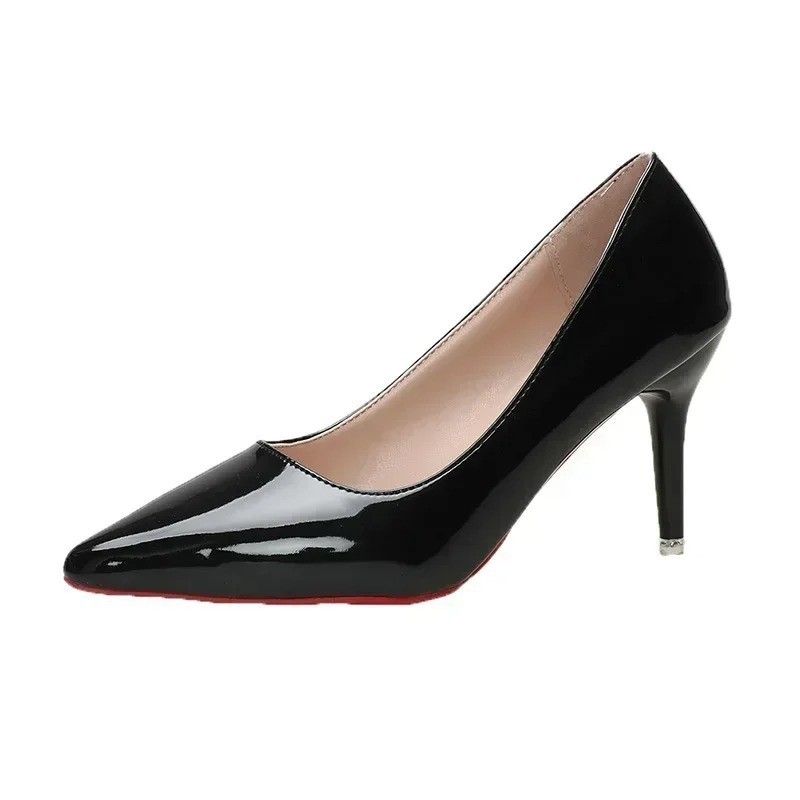 Women Pointed Toe Patent Leather High Heels Stiletto Party Dress Pumps Black