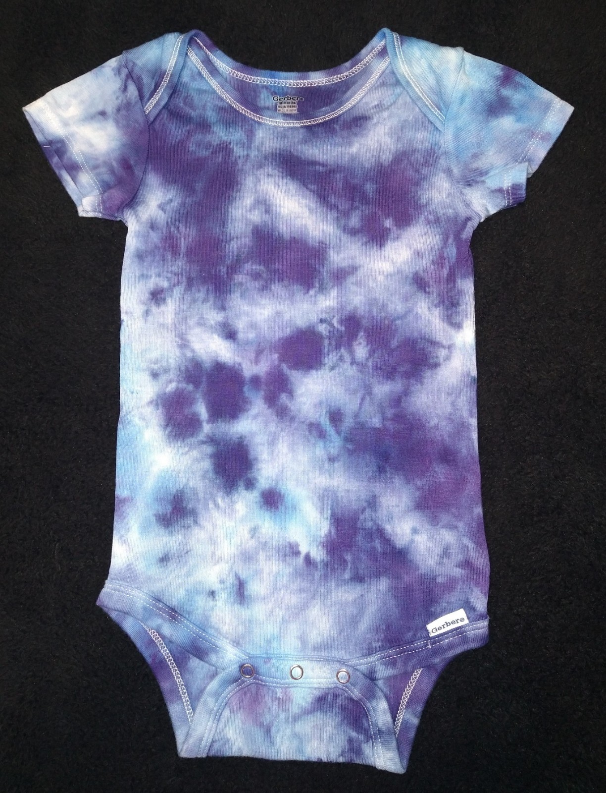 Blue And White Ice Dye Tie Dye Baby Onesie ~ Sz 18 M