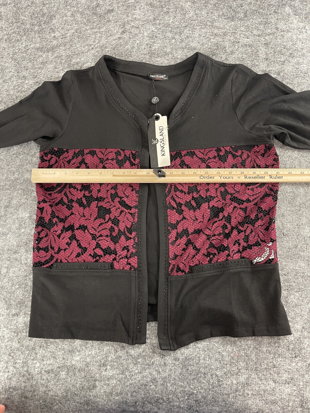 Kingsland Sweater Womens Extra Large Cardigan Open Front Black Pullover N233