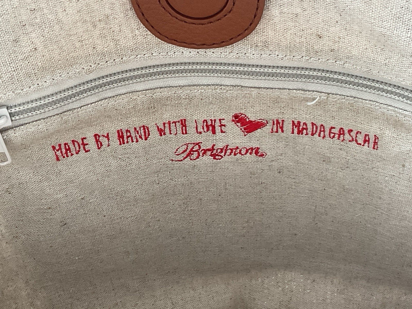 Brighton Natural Brown Straw Tote bag hand made in Madagascar.