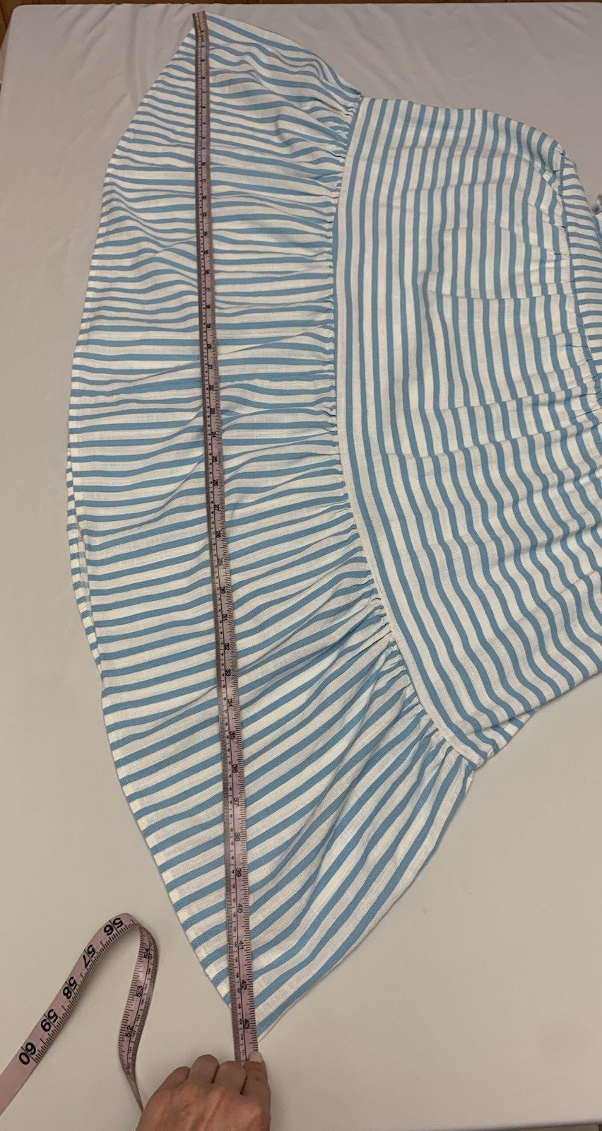Aqua long turquoise and white striped dress with ruffles size S rayon