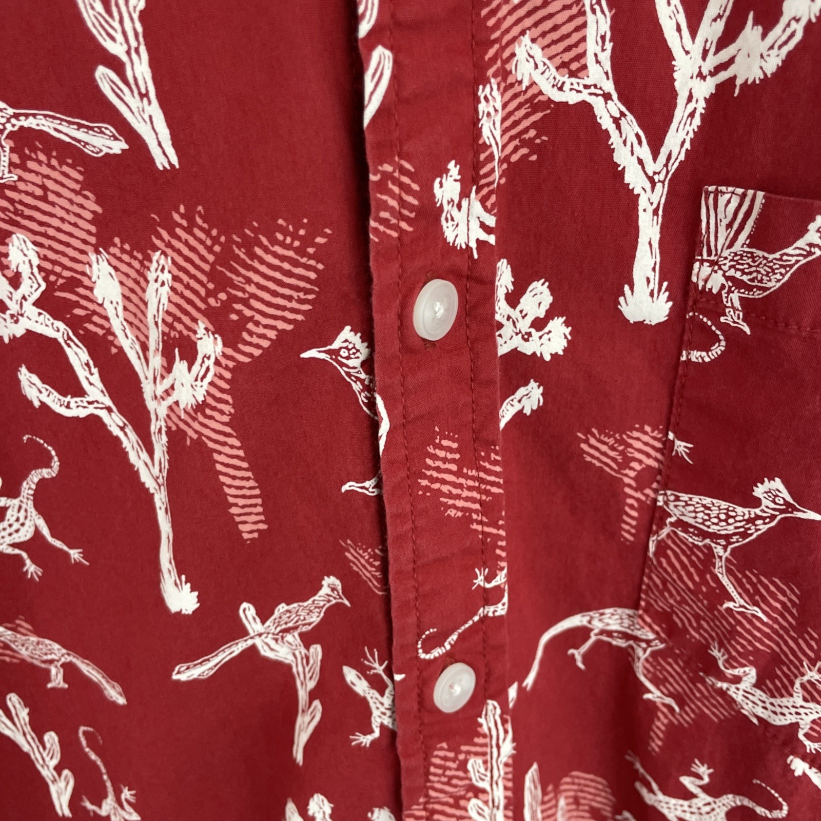 Sonoma Hawaiian Shirt Mens 2XB Big 2X Red Southwestern Short Sleeve Button Down