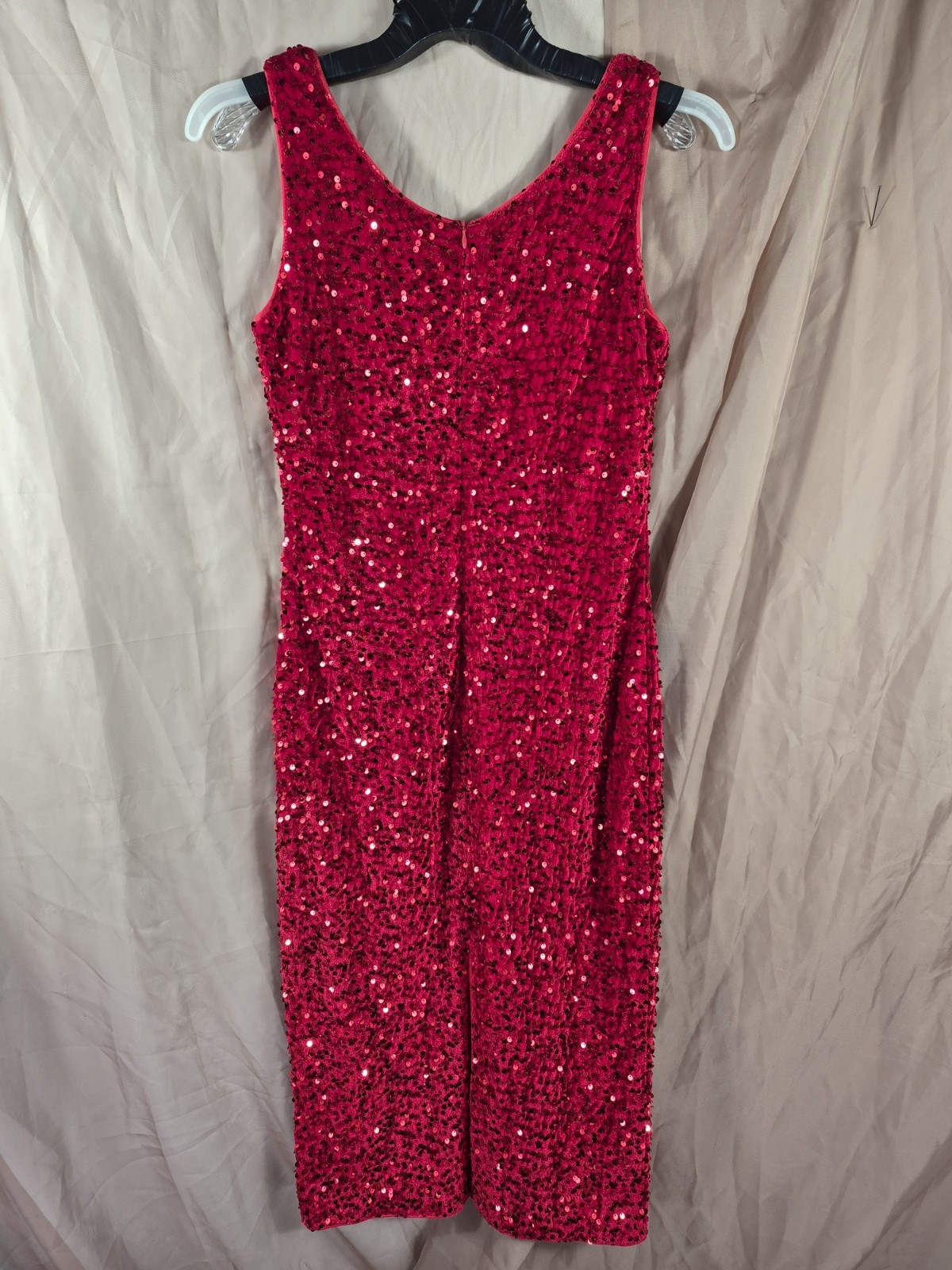 Unknown Source Women’s Red Sequins Shimmering Disco Ball Cocktail Dress Size L