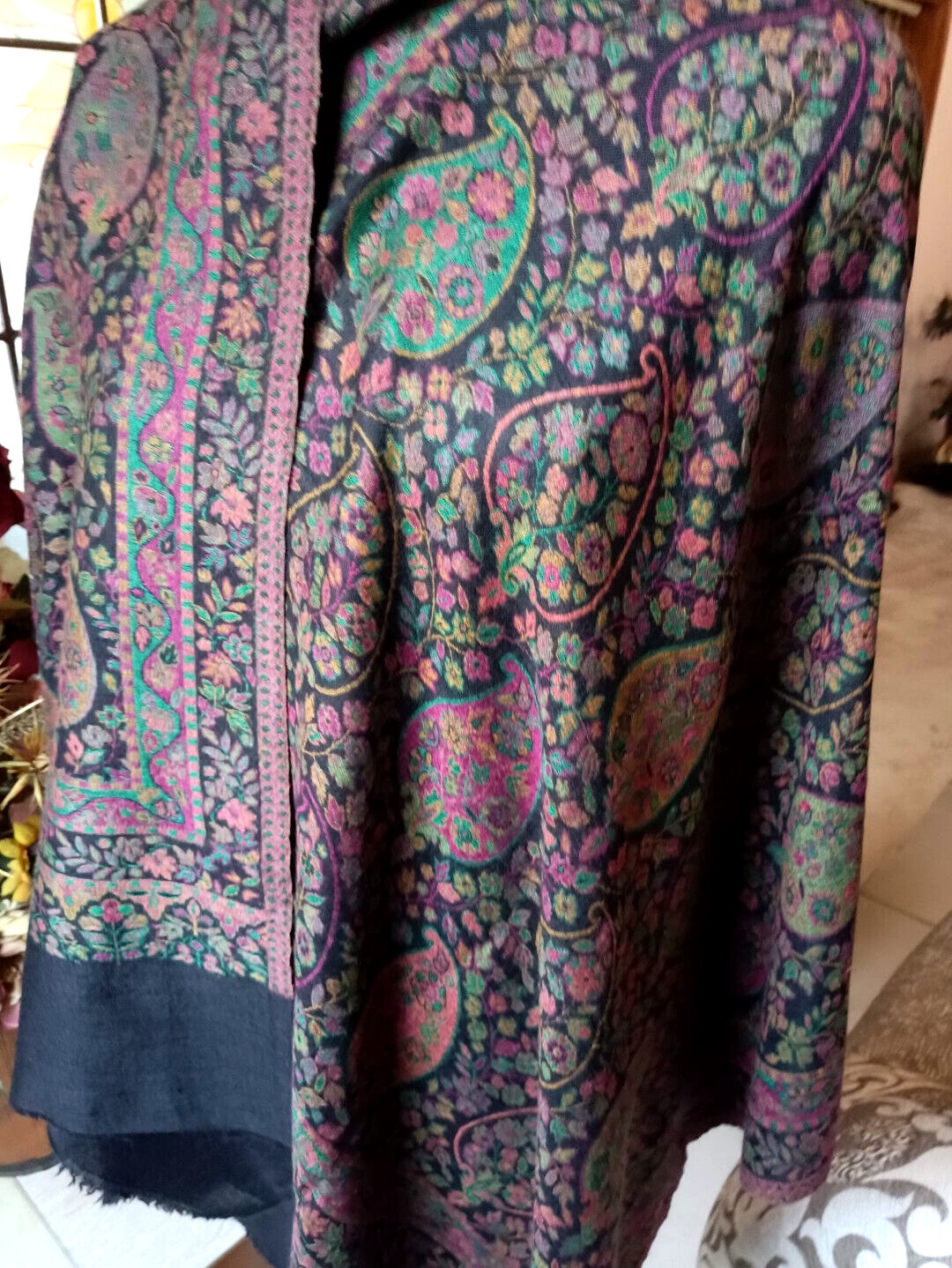 KANI JAMAVAR SCARF Black Paisley soft STOLE Handcrafted 100% Cashmere Pashmina