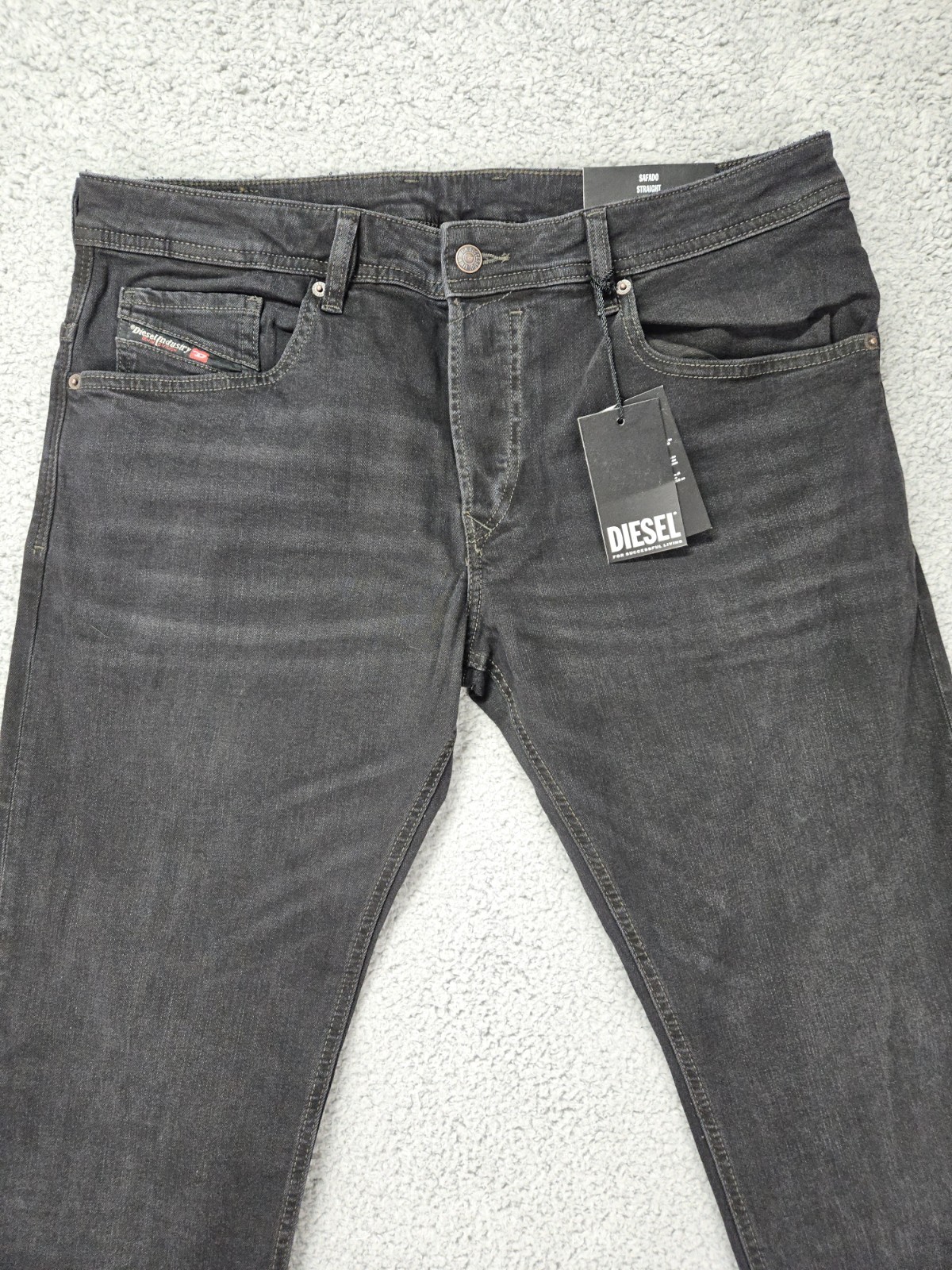 Diesel Safado Straight Jeans Men’s 36×32 Black Stretch Button Fly NWT