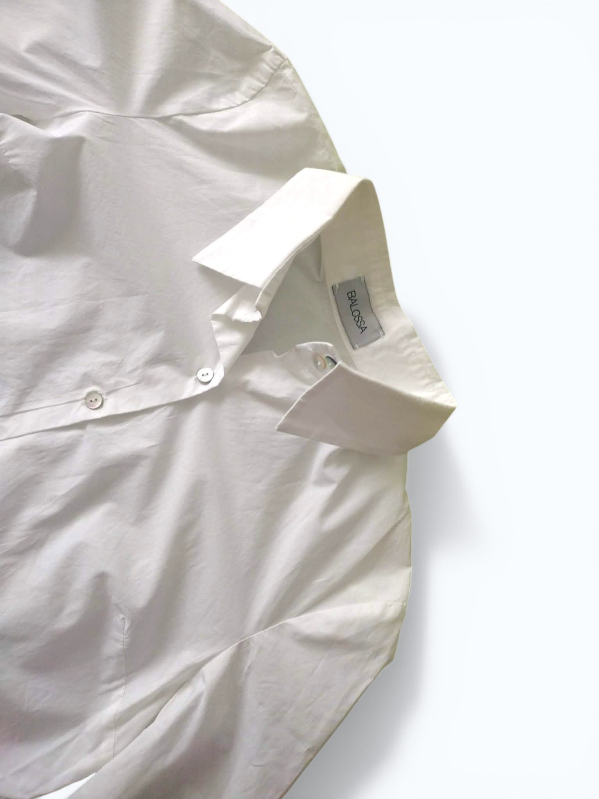 BALOSSA White Cotton Avant-Garde Shirt IT 42 EU 38 Extreme Asymmetric Tail Top