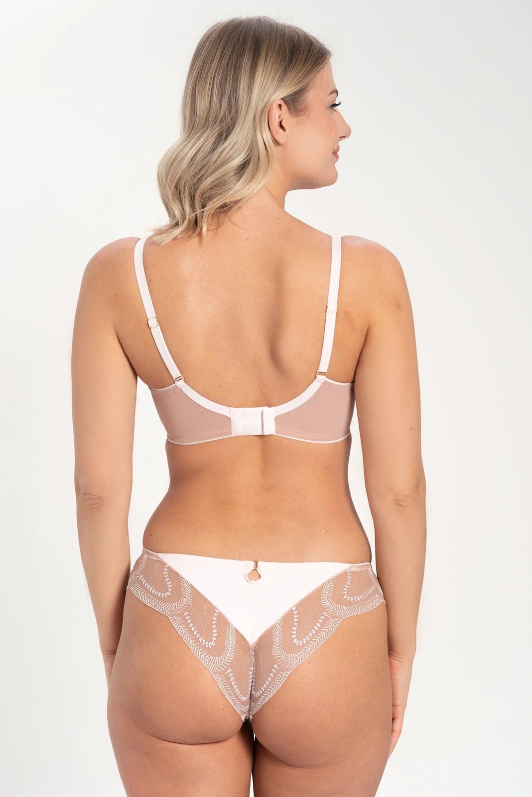 Sheer Balconette Bra Samanta NWT Plus Size Women’s Lingerie Indiana Beige A143