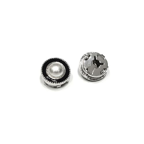 Cufflinks Button Covers for Women Blouses Pearl with Black Line Edging – Silver