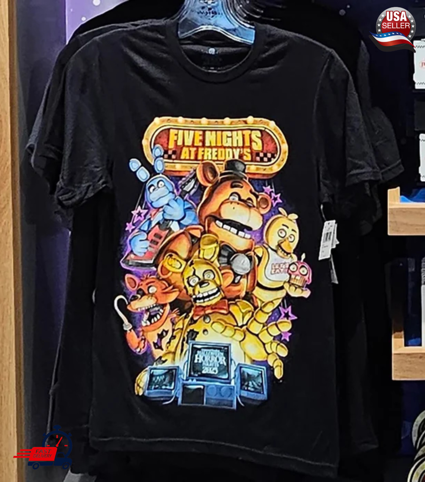 Universal Halloween Horror Nights HHN Five Nights At Freddy’s FNAF Black T-Shirt