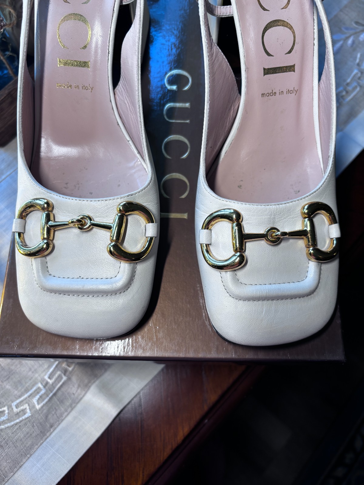 gucci horsebit slingback pumps