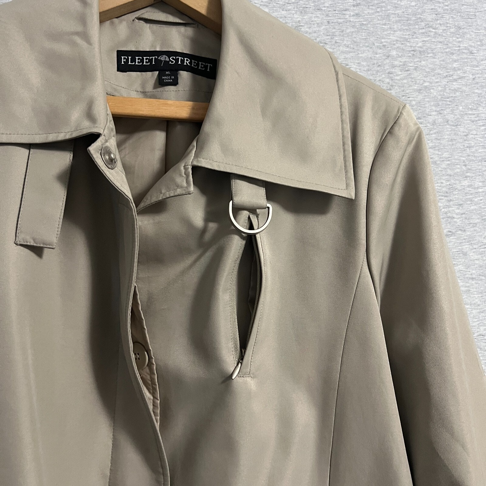 Fleet Street Womens Trench Coat Extra Large Beige Khaki Lightweight Rain Relaxed